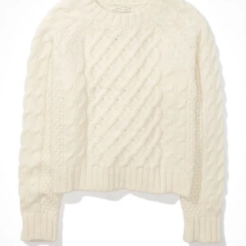 American Eagle Outfitters Cream Cable Knit Sweater